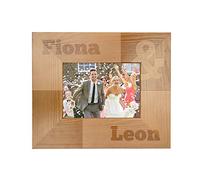 Casa Vivente Marco de Foto en Madera con Grabado Personalizado de 2 Nombres, Ideas para Parejas, Accesorios Decorativos