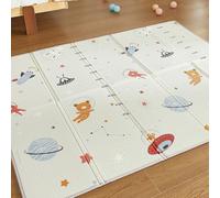 Casabel - Alfombra de despertar bebé escalable 180 x 150 cm, alfombra de bebé plegable, impermeable y gruesa, diseño espacial, gran tamaño, suave y colorida, alfombra de juego compacta de fácil