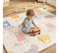 CASABEL Alfombra de Juego Evolutiva para Bebé 180×150 cm, Plegable, Impermeable y Gruesa, Diseño de Animales, Gran Tamaño, Suave y Colorida, Alfombra Compacta de Fácil Almacenamiento