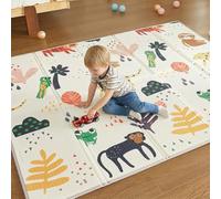 CASABEL Alfombra de Juego Evolutiva para Bebé 180×150 cm, Plegable, Impermeable y Gruesa, Diseño Mono, Gran Tamaño, Suave y Colorida, Alfombra Compacta de Fácil Almacenamiento