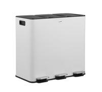 CASABEL Cubo de basura de cocina triple 3x20L, acero inoxidable, blanco