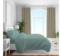 CASABEL Juego de cama de satén Mako, 100% algodón, 220 hilos, suave, lujoso y atemporal, con cremallera, color verde menta, funda nórdica de 155 x 220 cm, funda de almohada de 80 x 80 cm, 2 piezas