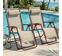 CASABEL Sillon Relax Reclinable, 2 Sillas Plegables para Jardin, Terraza Exterior o Camping, Silla Plegable Camping con Armazon de Acero y Tejido Textilene Resistente, Terracota
