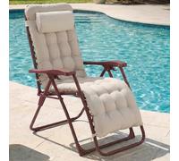 CASABEL Sillon Relax Reclinable Gravedad Cero Plegable con Cojin, Silla Plegable para Jardín, Terraza Exterior o Camping, con Armazón de Acero y Tejido Textilene Resistente, Terracotta