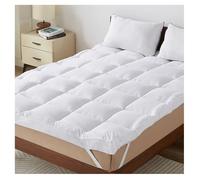 CASABEL Sobrecolchon 160x200 - Topper Colchon de Microfibra Transpirable Extra Grueso - Antideslizante y Antialergico - Topper con 4 Bandas Elasticas