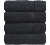 Casabella - Juego de 4 toallas de baño grandes de algodón egipcio peinado, tamaño grande., 100% algodón, negro, 4 Bath Sheet