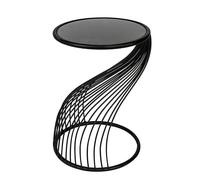 Casablanca 74838 Mesa Auxiliar Redonda Ray Metal y Vidrio Negro 38x54cm