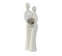Casablanca 86651 Escultura Figura Pareja De Cerámica Blanco/Plata Altura 51 cm