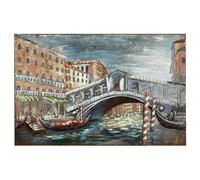 Casablanca Cuadro Ponte di Rialto de metal, rectangular, estructurado, multicolor, altura 80 cm x ancho 120 cm, decoración de pared