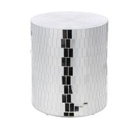 Casablanca Disco - Mesa Auxiliar (Fibra de Vidrio y Cristal de Espejo, Brillante, 45 x 38 cm), Color Plateado