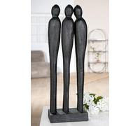 Casablanca - Escultura de 3 Personas, Madera de Mango, Negro, Rugosa, Altura 46 cm, Ancho 16 cm, Profundidad de 9 cm, Arte, decoración, decoración del hogar, Idea de Regalo