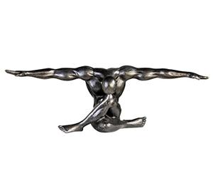 Casablanca - Escultura Decorativa de diseño de suspensión, de Resina, Altura de 20 cm, Plata Antigua, decoración para el hogar