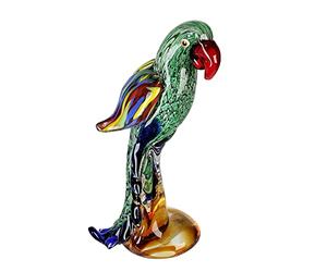 Casablanca - Escultura, Figura Decorativa - Loro - Cristal - Verde/Rojo/Azul - Altura 28 cm