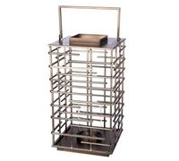 Casablanca - Farol Decorativo Grande XXL con Inserto de Cristal, decoración para salón, Adviento, Color: Plata Antigua, Altura 56,5 cm