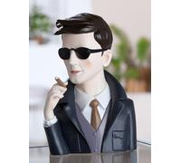 Casablanca - Figura de Caballero con cigarro, Poli, Gris/Negro, Brillante, Altura: 25 cm, Ancho: 17,5 cm, Profundidad: 10,5 cm, decoración, Coleccionable, Regalo, Obra de Arte