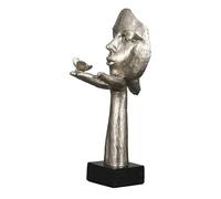 Casablanca - Figura de Mujer con Mariposa, Color Plateado Envejecido, Altura 34 cm, con Texto en alemán