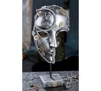 Casablanca - Figura Decorativa de Cara con máscara Steampunk de Resina, Color sílaba - Decoración de salón Altura 35,5 cm