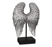 Casablanca - Figura Decorativa de Escultura con alas de ángel, decoración de Navidad, de Poli, Color: Plata, Altura 30 cm
