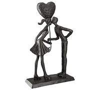 Casablanca - Figura Decorativa de Hierro con Forma de Pareja de Amor, diseño de corazón, Globo y Colgante de Frase de Amor, Regalo de San Valentín, Boda, cumpleaños, Color: marrón, Altura 22,5 cm