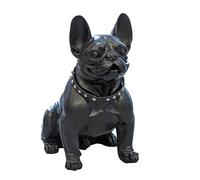 Casablanca Figura Decorativa de Perro Bulldog - Collar de Poli Negro con Tachuelas - Altura 42,5 cm
