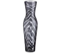 Casablanca Jarrón de Flores Gris y Negro de Cristal - Decoración para salón, Regalo para Mujeres, cumpleaños, día de la Madre, 39 cm