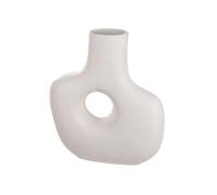 Casablanca Jarrón Decorativo abombado de Aluminio, jarrón de Flores, Moderno jarrón Perforado, decoración de salón, decoración de Mesa, Color Crema, Altura 30 cm