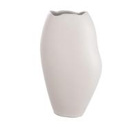 Casablanca Jarrón Decorativo de Aluminio, jarrón de Flores, Moderno, decoración para salón, Mesa, Color Crema, Altura 33 cm
