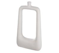 Casablanca Jarrón Decorativo Grande XL de Aluminio, jarrón Cuadrado Moderno Perforado, decoración para salón, Mesa, Color Crema, Altura 41,5 cm