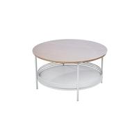Casablanca Living - Mesa Auxiliar (Metal, Redonda, 40 x 75 cm), Color Natural y Blanco