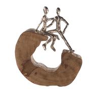 Casablanca modernes Design Casablanca Secure - Escultura Decorativa (Madera, Aluminio, 27 cm), Color marrón y Plateado