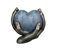 Casablanca modernes Design GILDE - Escultura Decorativa con Forma de corazón en Las Manos, Poli, Regalo de cumpleaños, Navidad, decoración de salón, Color: Gris Bronce - Altura 15 cm