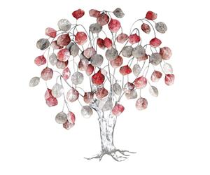 Casablanca Objeto Decorativo de Pared Love Tree - Cuadro de Metal XXL árbol con Hojas - Decoración de Pared para salón - Colores: Rojo, Gris y Plateado - 80 x 72 cm