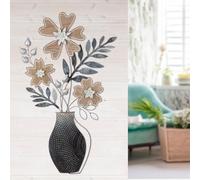 Casablanca - Ramo de flores de metal con relieve, 78 x 44 cm, color antracita/azul oscuro/blanco, texturado, diseño de flores, 78 x 44 cm