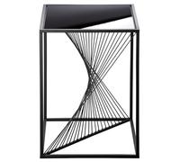 Casablanca Ray - Mesa Auxiliar Cuadrada (Cristal y Metal, 51 x 48 cm), Color Negro