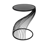 Casablanca Ray - Mesa Auxiliar Redonda (Cristal y Metal, 53 x 39 cm), Color Negro