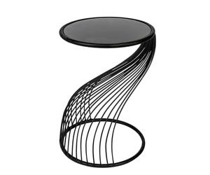 Casablanca Ray - Mesa Auxiliar Redonda (Cristal y Metal, 53 x 39 cm), Color Negro