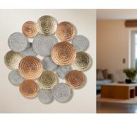 Casablanca - Relieve de pared de metal oriental dorado cobre blanco aspecto metálico motivo circular redondo diámetro 61 cm profundidad 6 cm decoración de pared arte decoración decoración del hogar