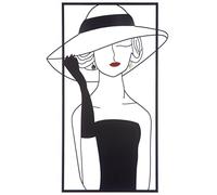 Casablanca - Relieve decorativo de pared, diseño de mujer con sombrero y labios rojos, color negro, rojo, dorado, 39,5 x 60 cm