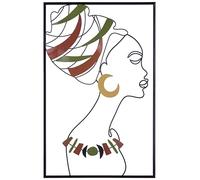 Casablanca Zola - Alivio de pared de metal para mujer con paño, cadena turbante - Decoración de pared con marco negro - 46 x 71 cm