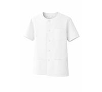 Casaca Sanitaria Hombre Cuello Redondo 3 Bolsillos Manga Corta Serie 832 | 190 g/m², 65% poliéster 35% algodón, seis botones al tono, lavable a máquina, para médico enfermero dentista veterinario spa