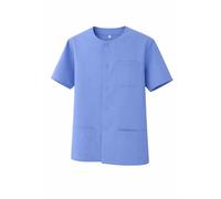 Casaca Sanitaria Hombre Cuello Redondo 3 Bolsillos Manga Corta Serie 832 | 190 g/m², 65% poliéster 35% algodón, seis botones al tono, lavable a máquina, para médico enfermero dentista veterinario spa