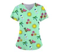 Casaca Sanitaria Mujer Uniforme Sanitario, Enfermera, clínica, enfermería, Ropa de Trabajo, Hospital, Camiseta, Blusa Informal de Manga Corta for Mujer, médico(Color7,M)