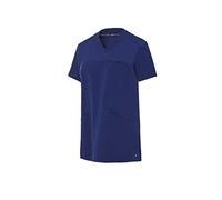 Casaca Sanitaria Slim Fit Cuello V para Mujer. Manga Corta. Médica, Enfermera, Clínica. Color Azul Marino. Talla L. Ref: Ursa 22.24