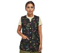 Casaca Señora Casaca con Dibujo Café para Limpieza Mujer Sin Manga con Cierre Botón, Uniforme Laboral Limpieza - L