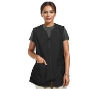 Casaca Señora Casaca Negra para Limpieza Mujer Sin Manga con Cierre Cremallera, Uniforme Laboral Limpieza - S