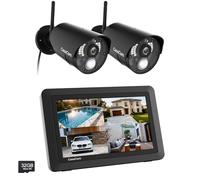 CasaCam VS802 Sistema de cámara de seguridad inalámbrico con cámaras de visión nocturna HD alimentadas por CA y monitor de pantalla táctil de 7 pulgadas