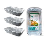 CasaChic Recipiente de aluminio rectangular sin tapa 3 porciones, 3 unidades - Bandeja para horno y conservación de alimentos (21 x 12 x 5 cm)