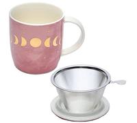 casaesport Caja regalo Mug Taza 4 fases Lunares 400 cc, tapa e infusor inoxidable - Porcelana Bone China - Ciclo Luna