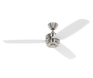 CasaFan Night Flight Ventilador De Techo 3 Aspas Sin Luz, Cromo Blanco, Mando