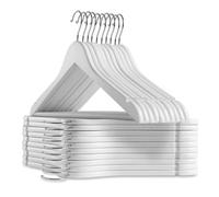 Casafield - 20 perchas blancas de madera para trajes - Madera de loto de primera calidad con muescas y gancho giratorio cromado para ropa de vest
